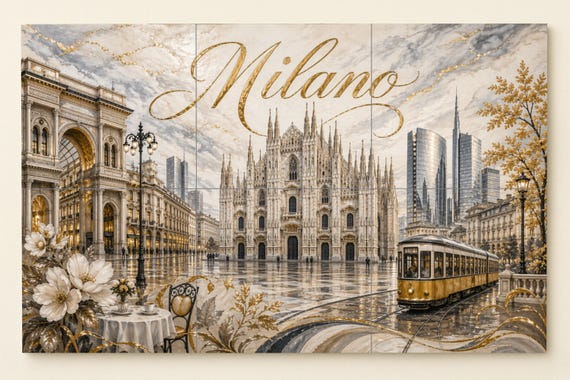 Mural de azulejos de cerámica del Duomo de Milán, elegante decoración de pare…