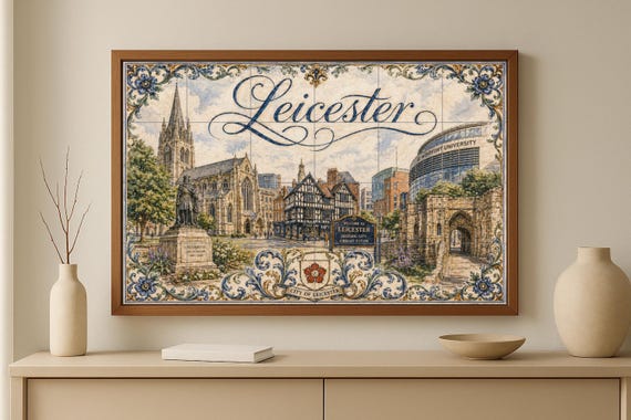 Mural de azulejos de cerámica de Leicester, Inglaterra, decoración artística … — vista 3