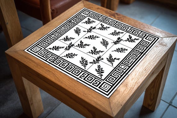 Mural de azulejos de cerámica con clave griega, panel decorativo de hojas de … — Mural cerámico de Cerámicas La Noria