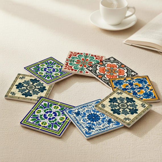 Rosetones de azulejo barroco ibérico