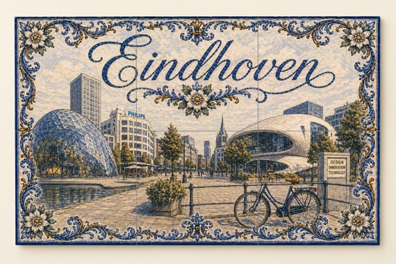 Mural de azulejos de cerámica de Eindhoven, Países Bajos, arte mural moderno …